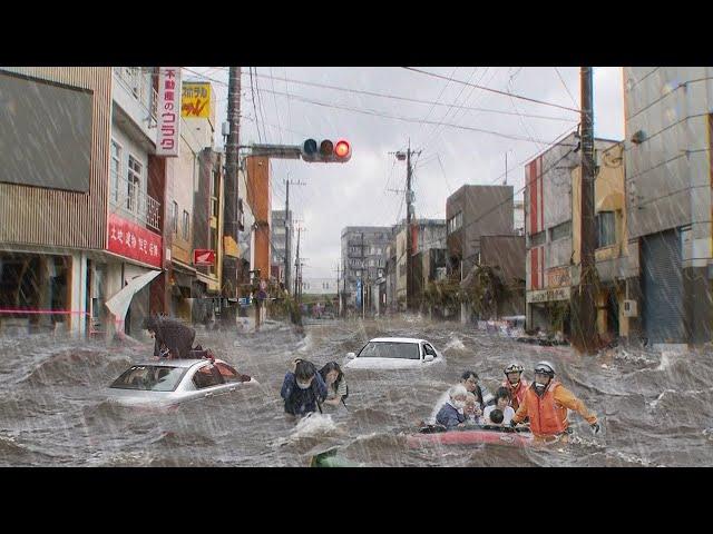 Japan a few minutes ago! Many people and cars floating in water, flooding in Hiratsuka