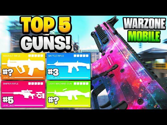 TOP 5 GUNS IN WARZONE MOBILE (BEST COD WARZONE MOBILE GUNSMITH CLASS SETUPS)