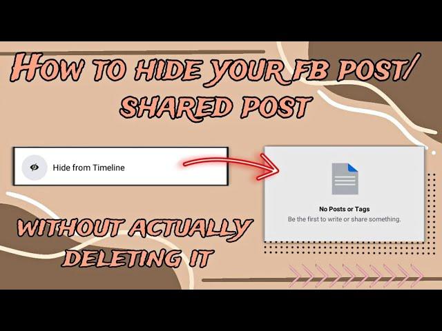 How to clean your timeline without deleting all your post / shared post | hide post on timeline