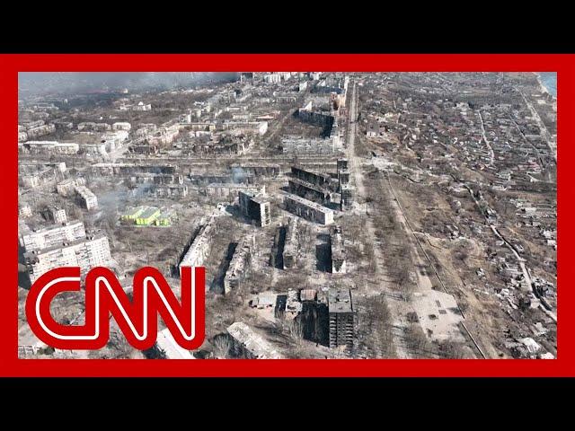 Shocking aerial footage shows Ukrainian city 'reduced to ashes'