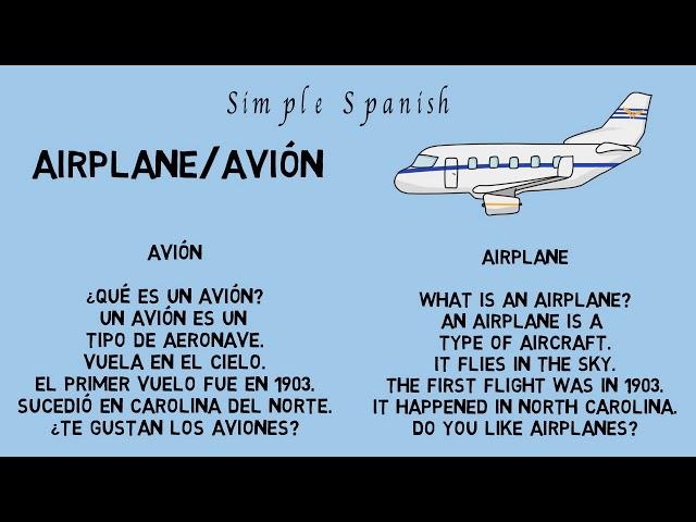 Simple Spanish - Airplane/Avion - Learn Spanish Quickly