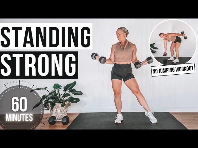 1 Hour Standing Strength Training Workout with Weights | NO JUMPING!