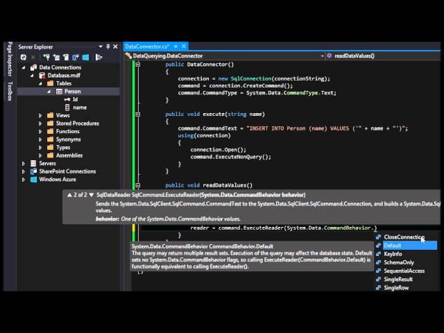 Reading data with an SqlDataReader