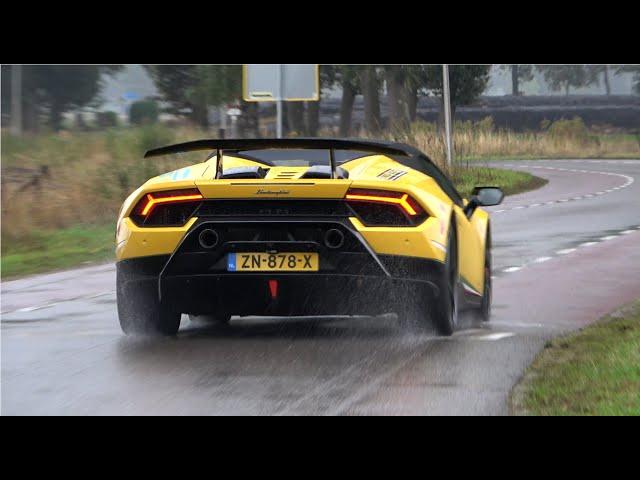 Supercars leaving Spring Event in the RAIN- 600LT, 1000HP RS6 C8, 720S, Performante Spyder, M3 F80..