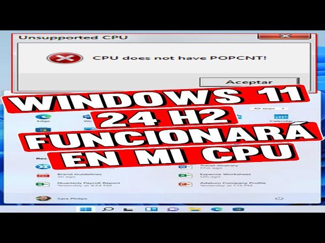 Como saber si mi CPU soporta POPCNT para instalar Windows 11 24h2 PC VIEJO