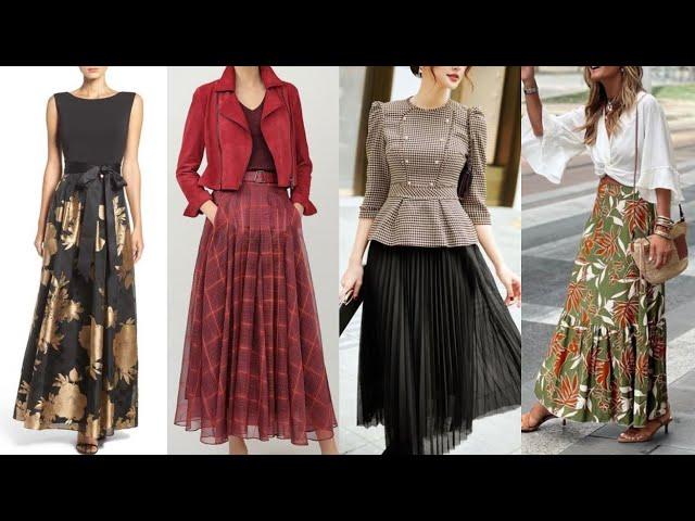 Most Beautiful Top Stylish Casual Long Floral Maxi  Skirt Outfit For Ladies&Girls