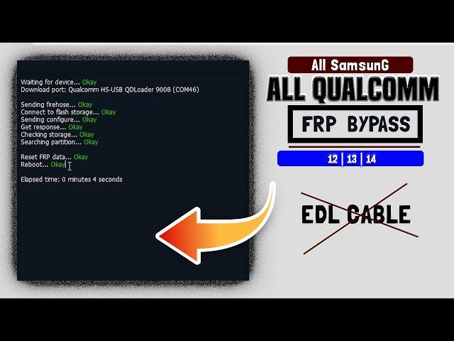 FinallyWithout ANY EDL Cable, All SAMSUNG Qualcomm FRP BYPASS Android 12/13/14 New Security 2024.