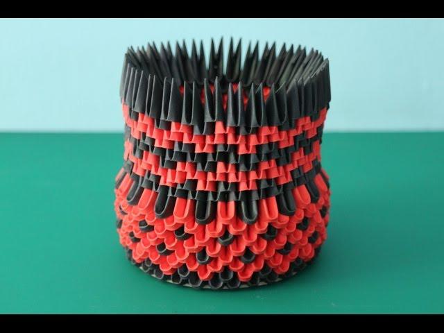 DIY: 3D Origami Brush/Pen Holder (Black & Red)