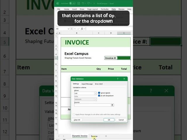 Create a Dropdown Filter for Invoices in Excel