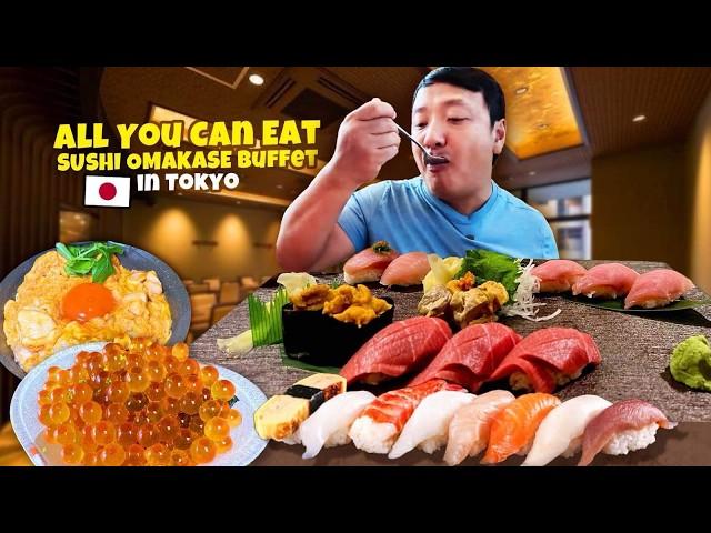 All You Can Eat SUSHI OMAKASE Buffet & Eating the BIGGEST PUDDING in Japan!