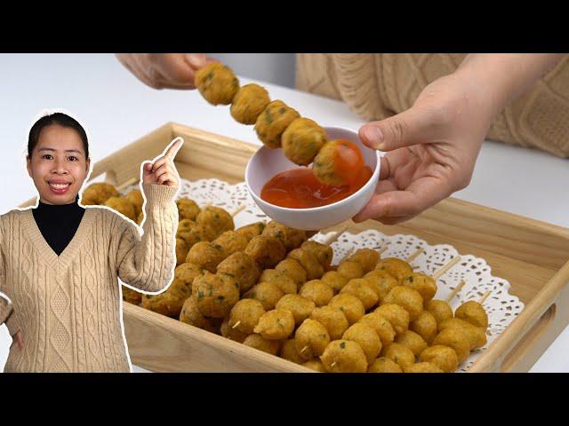 Making Fried Fish Balls From Cold Rice And Shrimp Noodles | HA COOKING