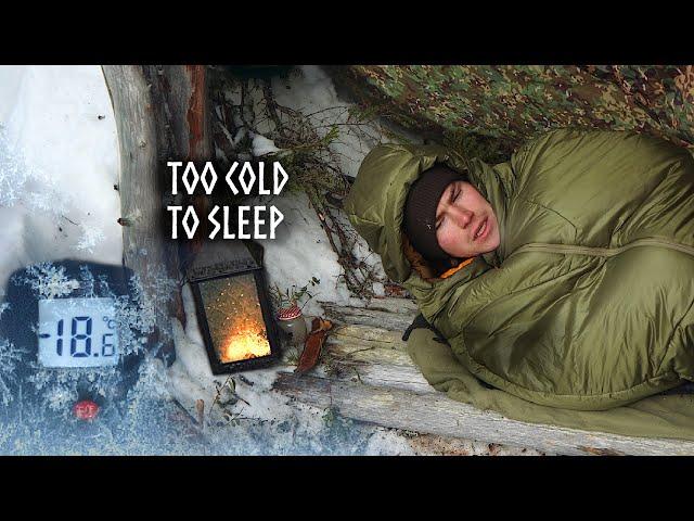 -18°C FREEZING WINTER NIGHT!  3 Day Camping in a Bushcraft Shelter (Full)