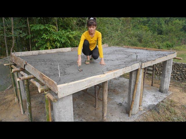 How to Build a House for pig and ducks - Floor bamboo tying technique and concrete pouring