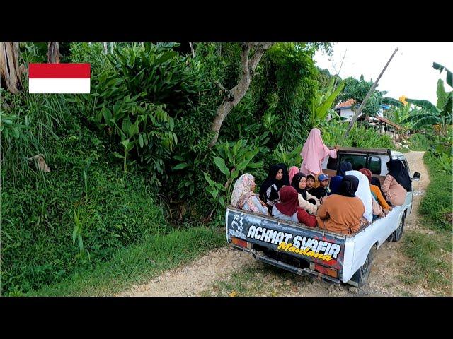 village life in indonesia, walking in a remote village under the mountain, Indonesia village