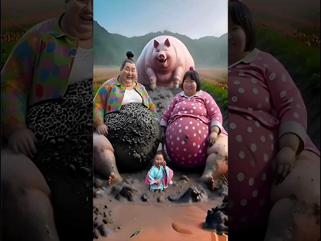 Evolution of cat:Sumo wrestler & woman sitting on dirty road with pig 8 #cat#cute#love#shorts