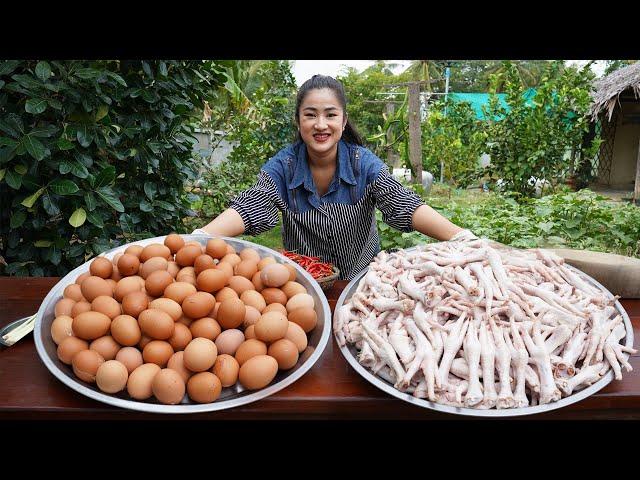 Have you ever cooked chicken eggs with chicken feet before? - Cooking with Sreypov