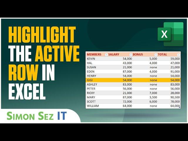 How to Highlight the Active Row in Microsoft Excel