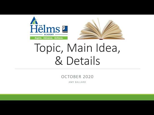 Topic, Main Idea, and Details | GED, HiSET, and TASC Language Arts Prep