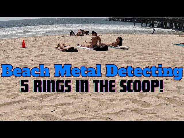 Beach Metal Detecting | 5 Rings In The Scoop !