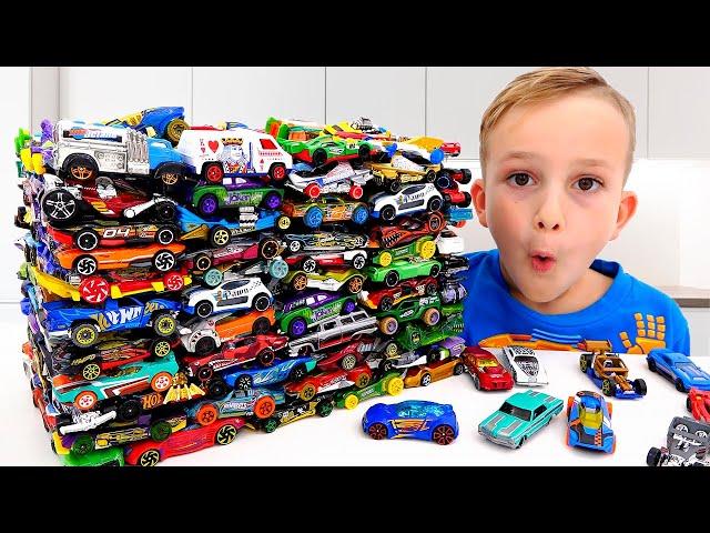 Vlad i Niki bawią się autkami | Miejskie wyzwanie szlamowe Hot Wheels