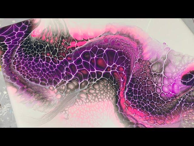 #90 The Night Bloom & The Dragon Swipe Blacklight Art | Acrylic Pour Painting | Fluid Art