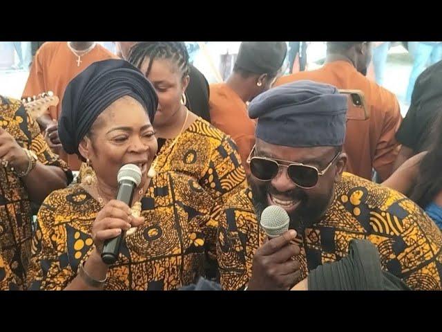 Salawa Abeni, Saheed Balogun & Kunle Afolayan Compete on Stage at  Burial of Aremu Afolayan's Mum