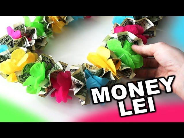 How to make a money lei for graduation or wedding with colorful flowers