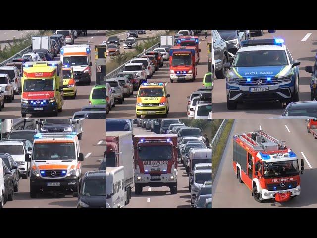 Feuerwehr muss aussteigen! Keine Gasse + MANV lage - Einsatzfahrten mehrere Unfälle - A9 bei Brehna