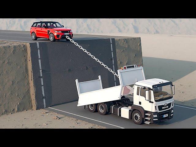 Cars vs Unfinished Road Challenge in BeamNG Drive!