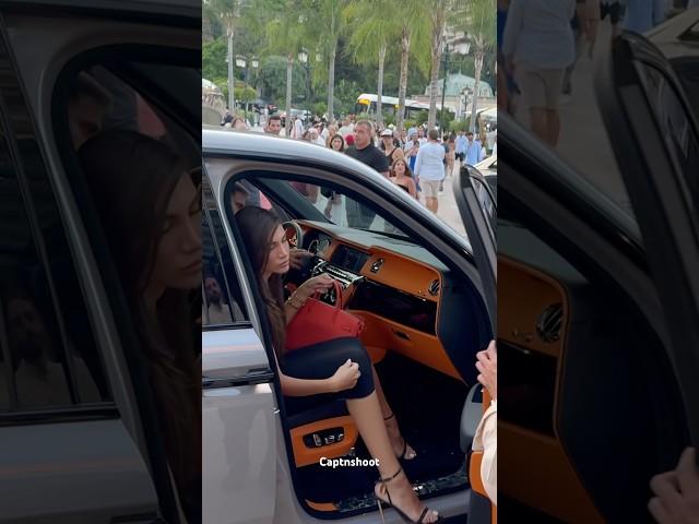 SEXY LADY ARRIVING IN ROLLS ROYCE CULLINAN MANSORY #monaco #supercars #shorts #viral #trending #fyp