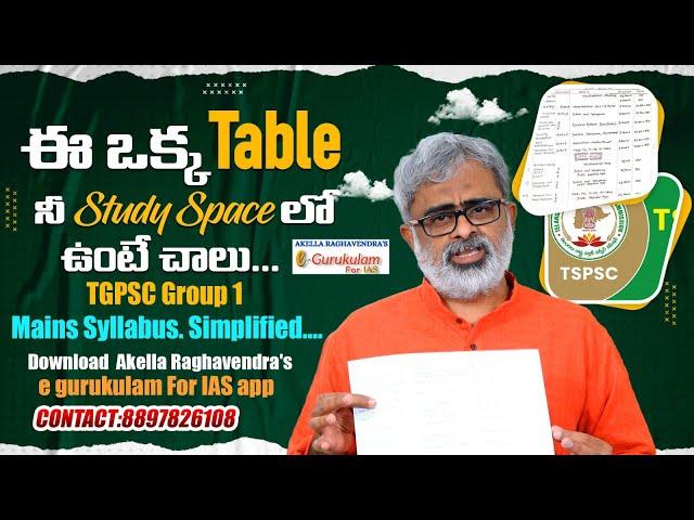  "ఈ ఒక్క Table నీ Study Space లో ఉంటే చాలు... Score High in TGPSC Group 1 Mains!"