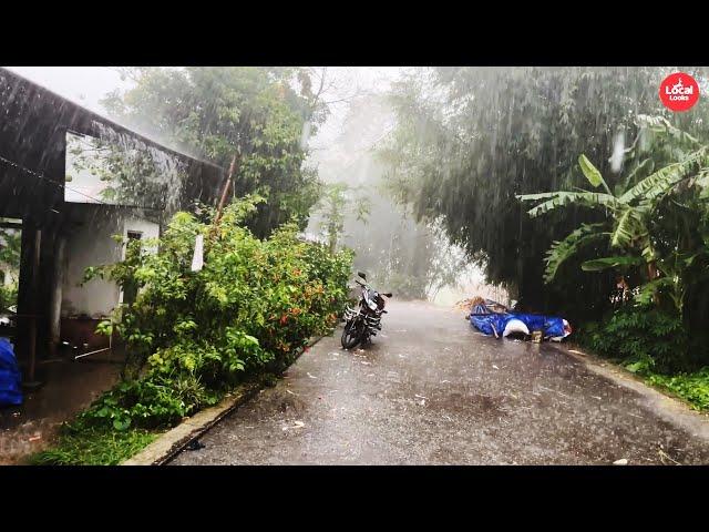 Local Looks Walking through the Village in the Rain-Village Rain Life