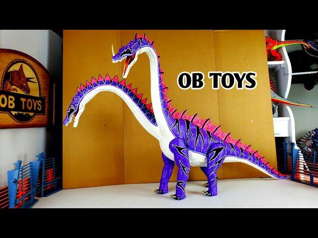 CUSTOM 2 HEADED DRAGON | SPINOSAURUS BRACHIOSAURUS HYBRID | OB TOYS IMPERIAL DRAGON | DINOSAUR TOYS