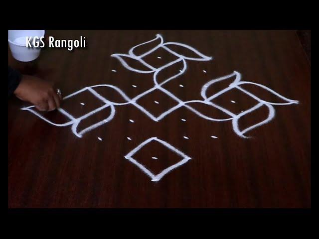 Easy Rangoli with 9x1 Dots | Simple Kolam | Daily Rangoli | Make Rangoli | Kolam | KGS Rangoli