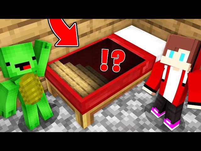 JJ And Mikey Found A SECRET PASSAGE in BED in Minecraft Maizen