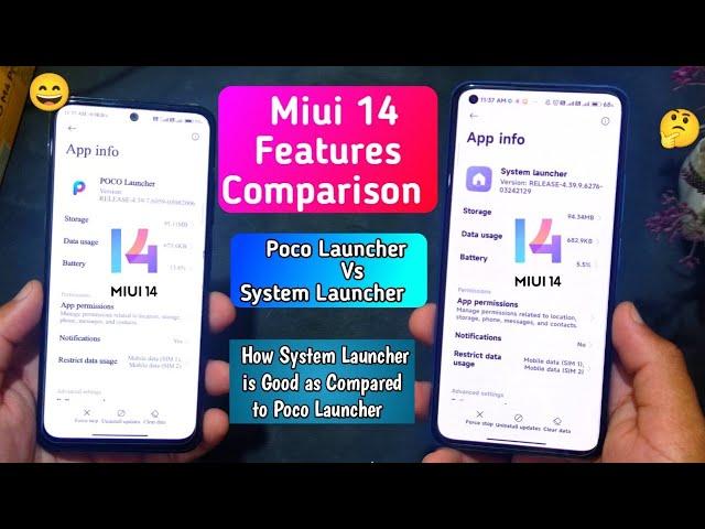 Miui 14 Features :: Poco Launcher Vs System launcher Full Comparison |