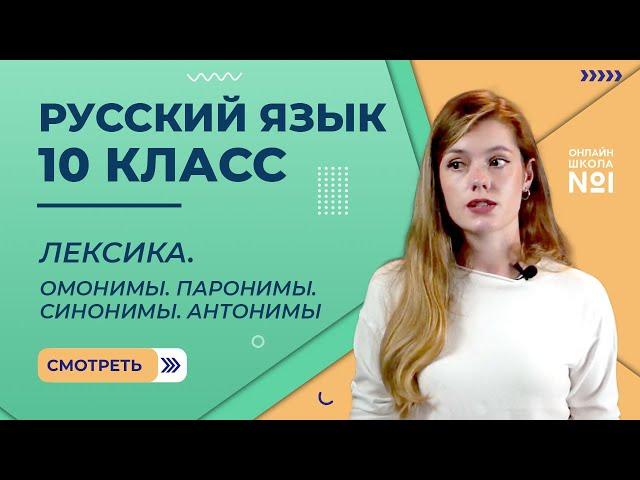 Лексика. Омонимы. Паронимы. Синонимы. Антонимы. Видеоурок 3. Русский язык 10 класс