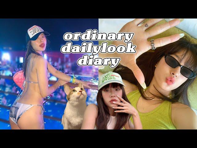 ️ OOTD vlog (pool party ,dying hair, gift unboxing,making grills,with two cats)