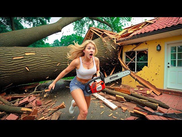 Dangerous Fastest Idiots Cutting Tree Fails Skill With Chainsaw : Tree Falling on Houses #22