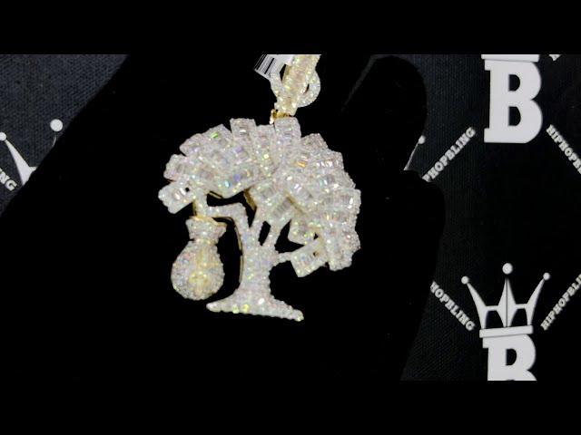 Gold Baguette Money Tree VVS CZ Hip Hop Bling Bling Pendant | Iced Out Jewelry