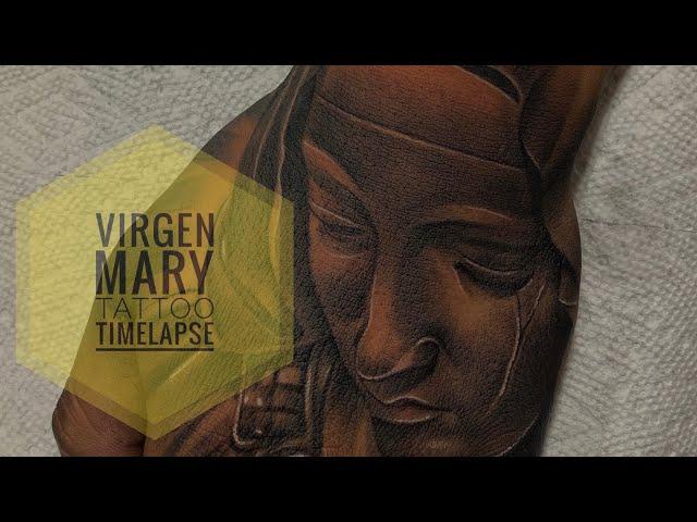 Virgin Mary tattoo timelapse(On the hand)