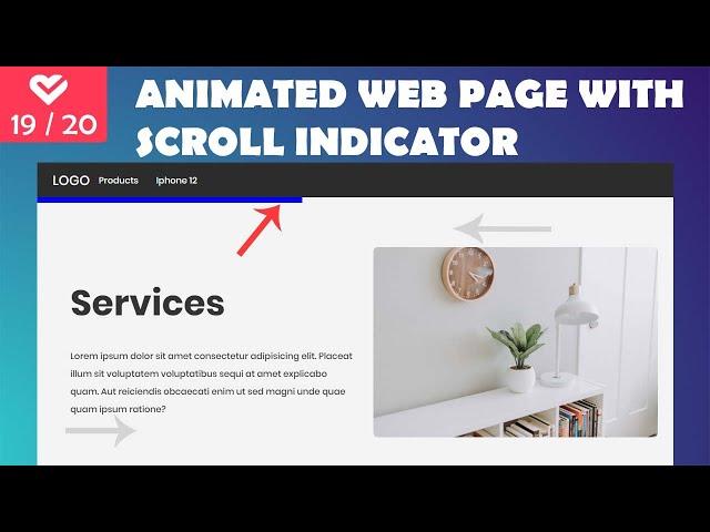 Build an animated landing page with scroll indicator | Project #19