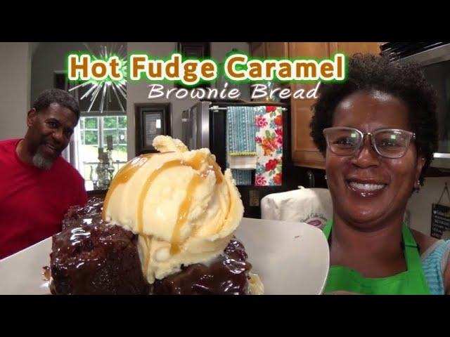 Hot Fudge Caramel Brownie Bread | We Had To Eat This With Vanilla Ice cream! | #ChocolateLovers