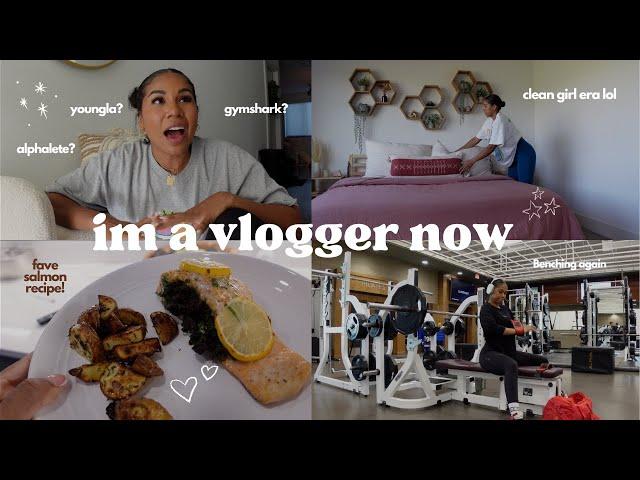 ITS A VLOG | yummy salmon recipe, my sponsorships, heavy benching