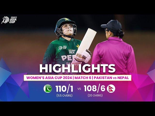 Pakistan (W) vs Nepal (W) | ACC Women's Asia Cup | Match 6 | Highlights