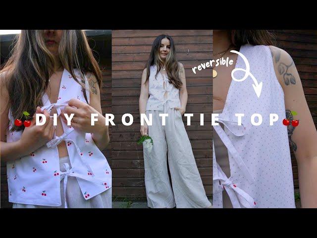 DIY FRONT TIE TOP  self drafted & reversible! | Beginner friendly sewing tutorial | Owlipop DIY