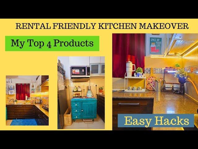 Small kitchen Makeover Under Budget ll Rental  Friendly  kitchen Decor and Makeover