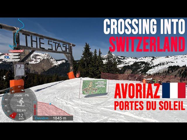 [4K] Skiing Avoriaz, The Stash and Crossing into Switzerland, Portes du Soleil France, GoPro HERO11