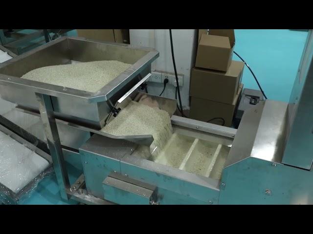 Vacuum bag packing machine with linear head weigher