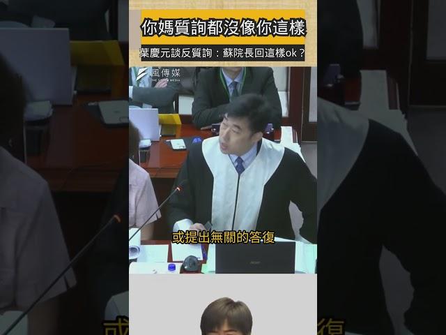 「你媽媽質詢都沒像你這樣！」葉慶元憲法法庭談反質詢：蘇院長這樣回合適嗎？